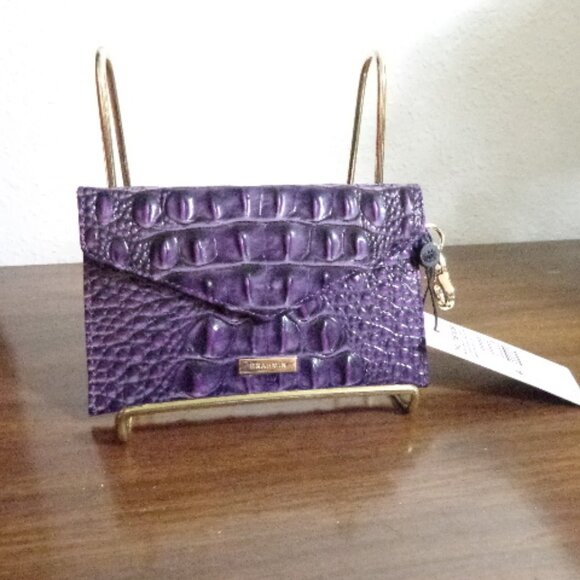 NWT Brahmin Ultraviolet Violet Ombre Melbourne Clip On Mask Card Case EX…